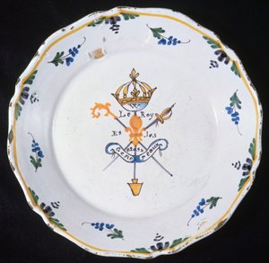 Bord met de inscriptie Le Roi et les Etats Generaux met emblemen van de Drie Ordes en de koning, 1789 door French School